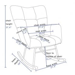 Blue Velvet Tufted Rocking Arm Chair Side Chair by Wateday -Wateday Sales Store blue wateday accent chairs yj yuki9596339 44 1000