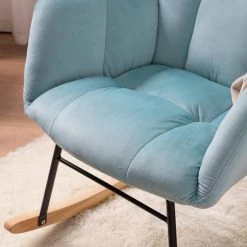 Blue Velvet Tufted Rocking Arm Chair Side Chair by Wateday -Wateday Sales Store blue wateday accent chairs yj yuki9596339 4f 1000