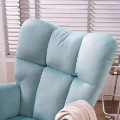 Blue Velvet Tufted Rocking Arm Chair Side Chair by Wateday -Wateday Sales Store blue wateday accent chairs yj yuki9596339 c3 1000