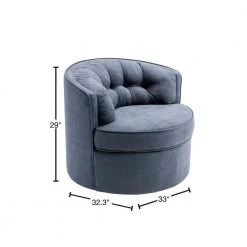 Blue Linen Swivel Barrel Chair Side Chair by Wateday -Wateday Sales Store blue wateday accent chairs yj yuki9596440 40 1000