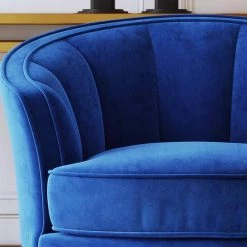Blue Velvet Barrel Chair Side Chair by Wateday -Wateday Sales Store blue wateday accent chairs yj yuki9596446 4f 1000