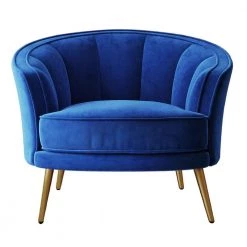 Blue Velvet Barrel Chair Side Chair by Wateday