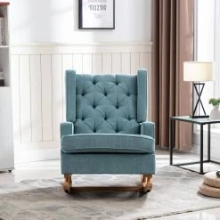 Blue Polyester Rocking Chair Side Chair with Side Bag by Wateday -Wateday Sales Store blue wateday accent chairs yj yuki9596675 31 1000