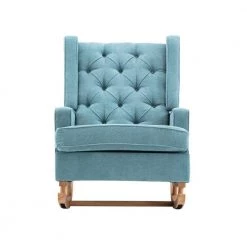 Blue Polyester Rocking Chair Side Chair with Side Bag by Wateday