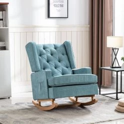 Blue Polyester Rocking Chair Side Chair with Side Bag by Wateday -Wateday Sales Store blue wateday accent chairs yj yuki9596675 c3 1000