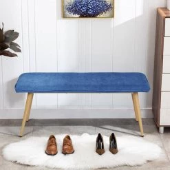 Blue Upholstered Bench 18.30 in. H x 45.30 in. W x 15.30 in. D by Wateday -Wateday Sales Store blue wateday bedroom benches yj yuki9596481 c3 1000