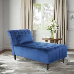 Blue Velvet Fabric Chaise Lounge with Pillow by Wateday 11 Blue Velvet Fabric Chaise Lounge with Pillow by Wateday -Wateday Sales Store blue wateday chaise lounges yj yuki9595254 31 1000