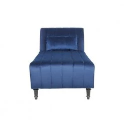 Blue Velvet Fabric Chaise Lounge with Pillow by Wateday