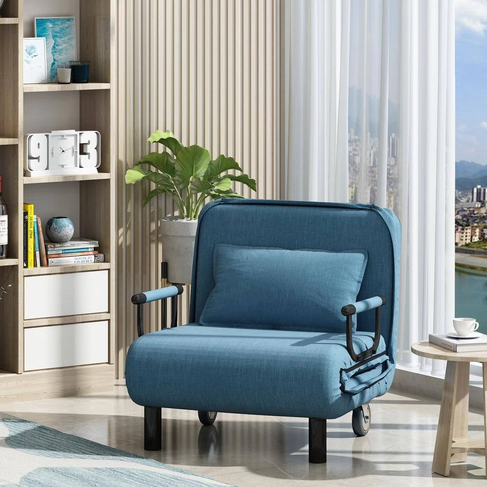 Blue Linen Adjustable Folding Lounge Chair by Wateday 8 Blue Linen Adjustable Folding Lounge Chair by Wateday - Image 8