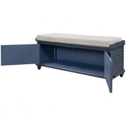Navy Storage Bench with Removable Cushion, 19.5"H x 15.75"W x 43.4"L by Wateday -Wateday Sales Store blue wateday dining benches yj yuki9595344 c3 1000