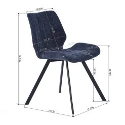 Navy Fabric Upholstery Dining Chairs with metal legs, set of 2 by Wateday -Wateday Sales Store blue wateday dining chairs yj w9030291 1f 1000