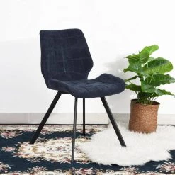 Navy Fabric Upholstery Dining Chairs with metal legs, set of 2 by Wateday -Wateday Sales Store blue wateday dining chairs yj w9030291 31 1000
