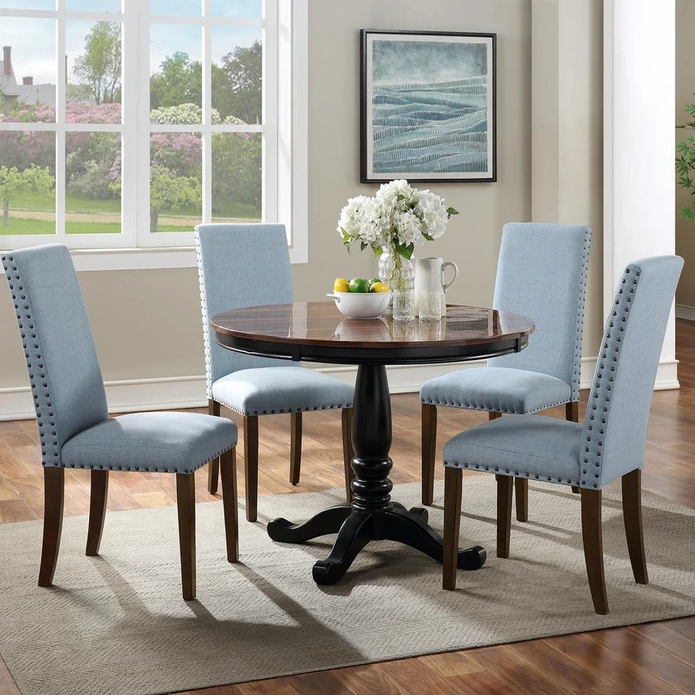 Blue Fabric Upholstered Dining Chairs (Set of 2) by Wateday 7 Blue Fabric Upholstered Dining Chairs (Set of 2) by Wateday - Image 7