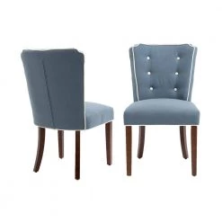 Blue Linen Fabric Dining Side Chairs (Set of 2) by Wateday
