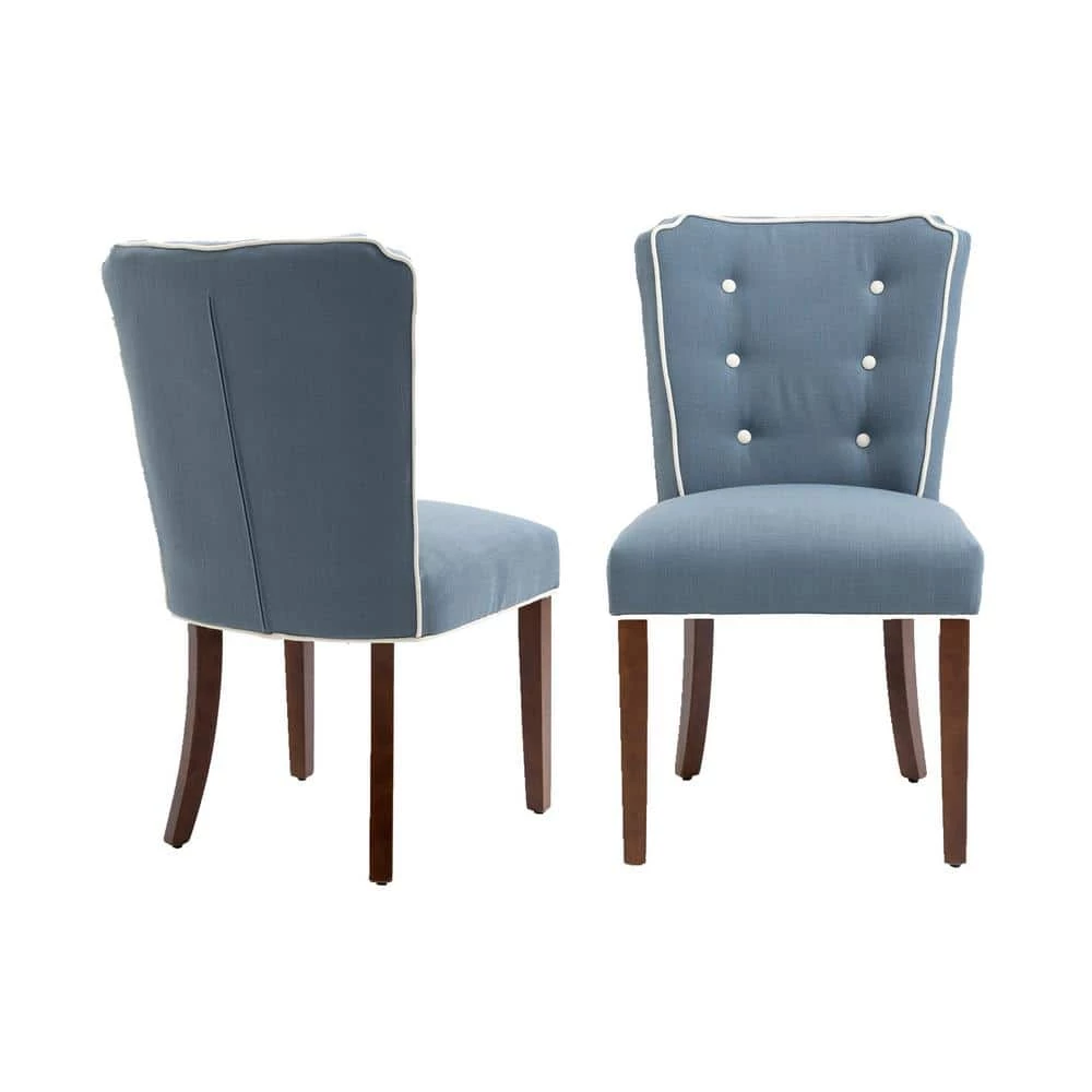 Blue Linen Fabric Dining Side Chairs (Set of 2) by Wateday 1 Blue Linen Fabric Dining Side Chairs (Set of 2) by Wateday