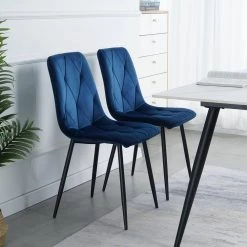 Blue Velvet Dining Side Chair (Set of 4) by Wateday 7 Blue Velvet Dining Side Chair (Set of 4) by Wateday -Wateday Sales Store blue wateday dining chairs yj yuki9596237 31 1000