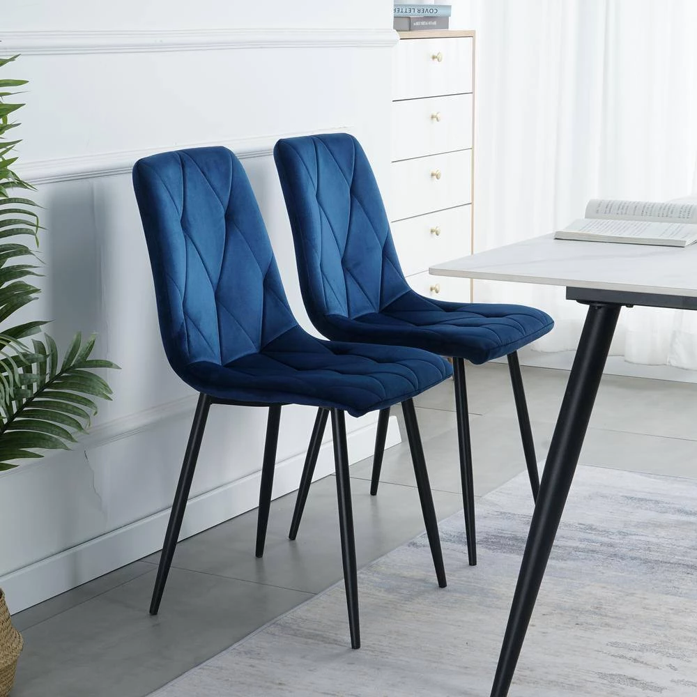 Blue Velvet Dining Side Chair (Set of 4) by Wateday 4 Blue Velvet Dining Side Chair (Set of 4) by Wateday - Image 4
