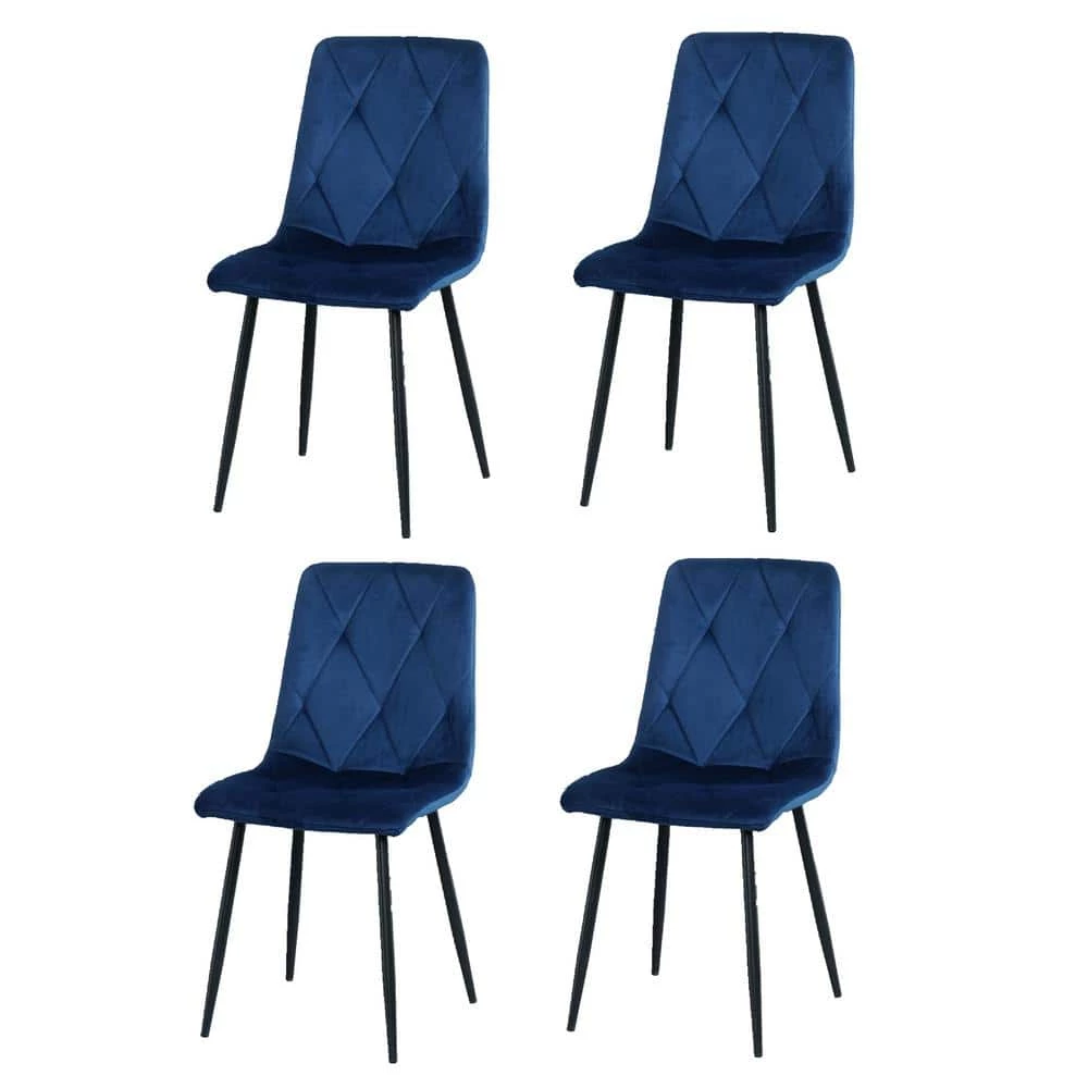 Blue Velvet Dining Side Chair (Set of 4) by Wateday 1 Blue Velvet Dining Side Chair (Set of 4) by Wateday
