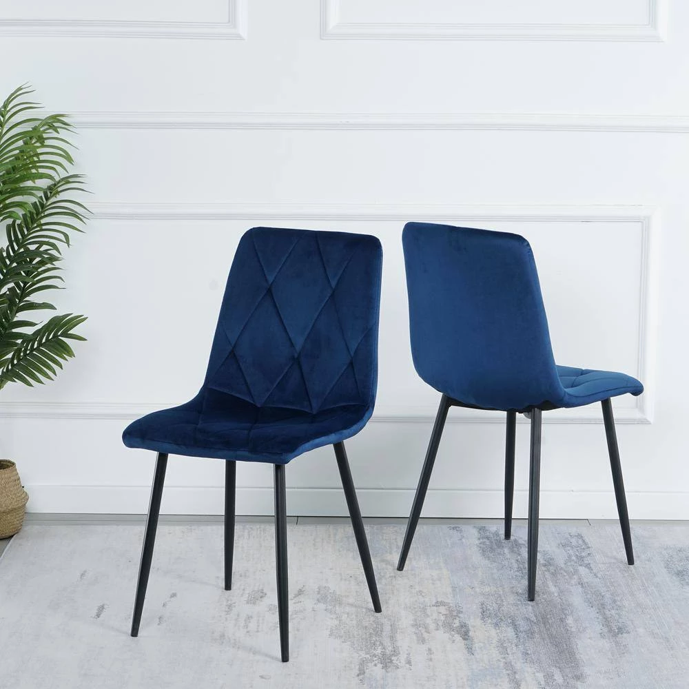 Blue Velvet Dining Side Chair (Set of 4) by Wateday 3 Blue Velvet Dining Side Chair (Set of 4) by Wateday - Image 3