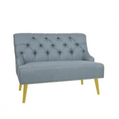 43.70 in. Blue Solid Fabric 2-Seater Loveseat Sofa by Wateday