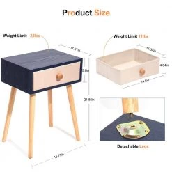 1-Drawer Blue Nightstand 21.85 in. H x 15.75 in. W x 11.81 in. D by Wateday 10 1-Drawer Blue Nightstand 21.85 in. H x 15.75 in. W x 11.81 in. D by Wateday -Wateday Sales Store blue wateday nightstands yj yuki9596023 1f 1000