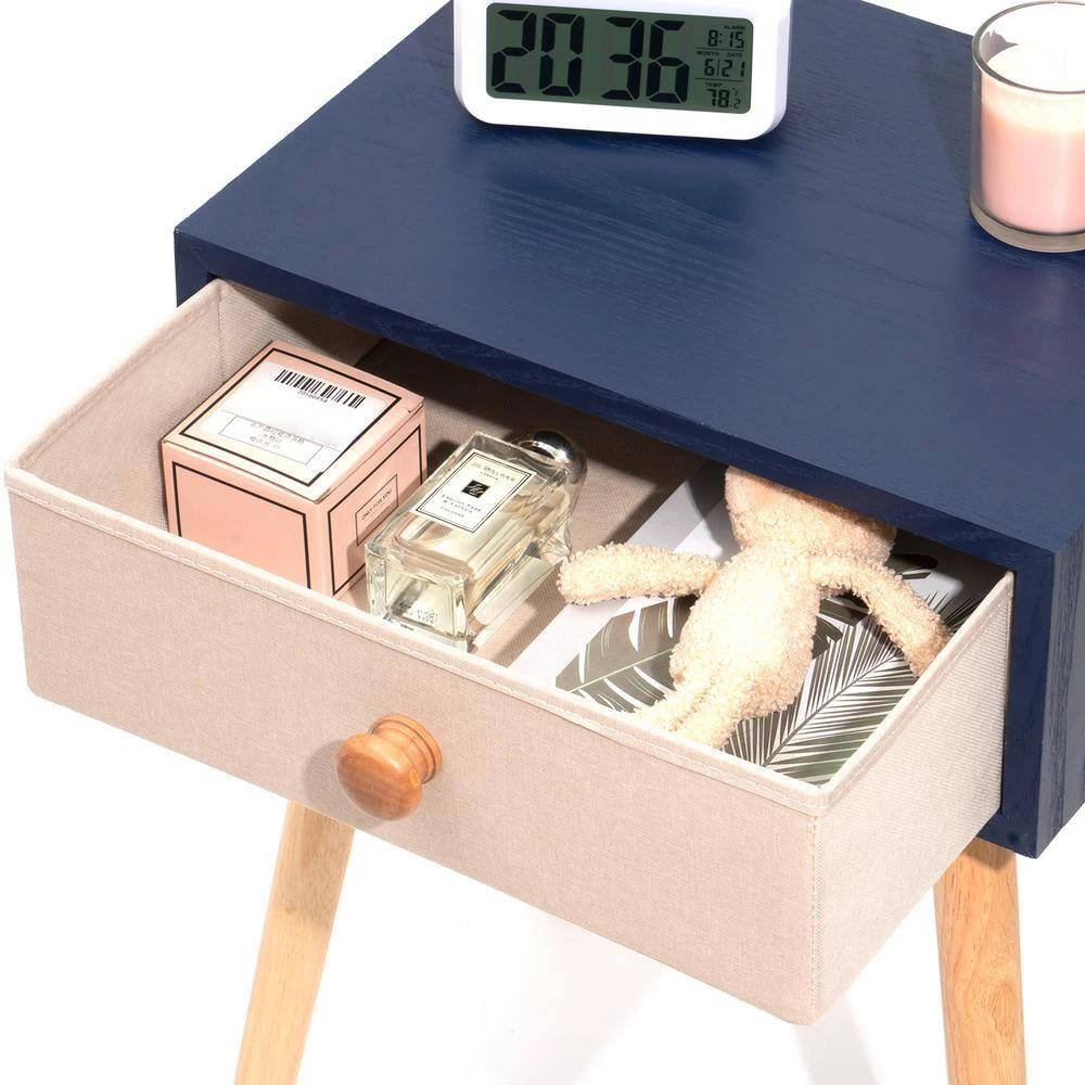 1-Drawer Blue Nightstand 21.85 in. H x 15.75 in. W x 11.81 in. D by Wateday 3 1-Drawer Blue Nightstand 21.85 in. H x 15.75 in. W x 11.81 in. D by Wateday - Image 3