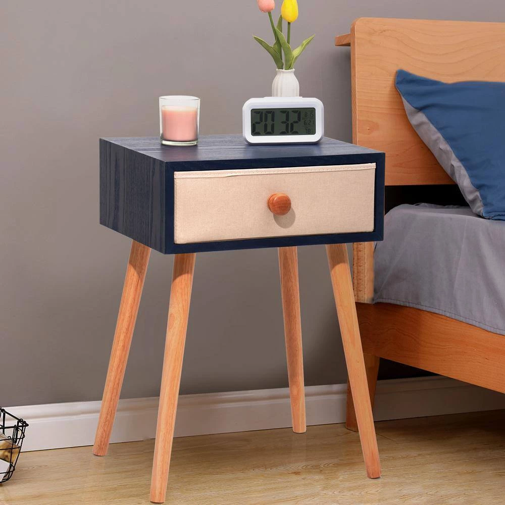 1-Drawer Blue Nightstand 21.85 in. H x 15.75 in. W x 11.81 in. D by Wateday 2 1-Drawer Blue Nightstand 21.85 in. H x 15.75 in. W x 11.81 in. D by Wateday - Image 2