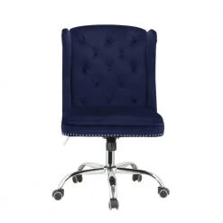 Blue Velvet Tufted Armless Office Chair by Wateday