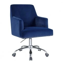 Blue Velvet Office Chair with Arms by Wateday
