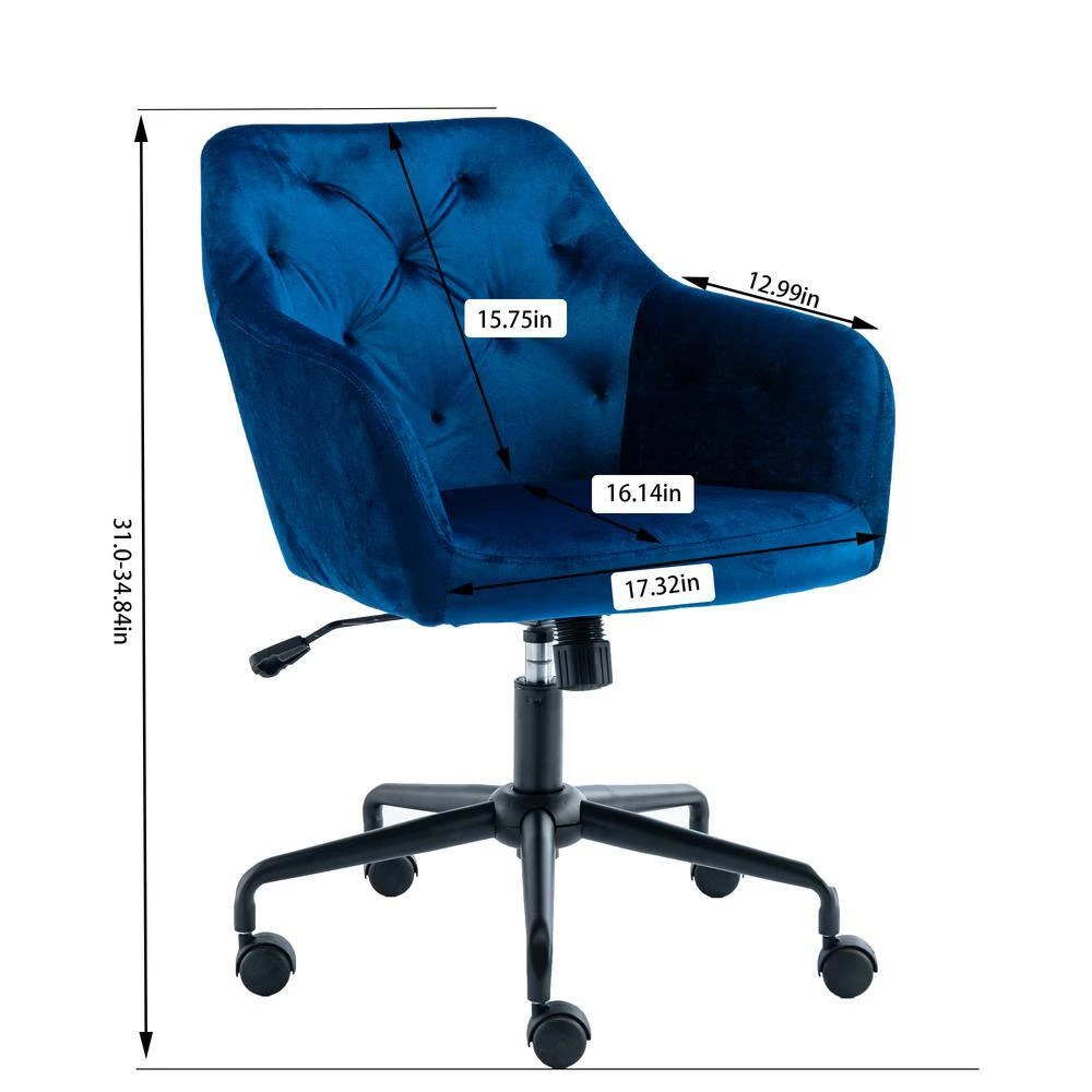 Blue Velvet Office Executive Chairs with Arms by Wateday 6 Blue Velvet Office Executive Chairs with Arms by Wateday - Image 6