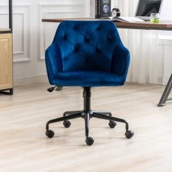 Blue Velvet Office Executive Chairs with Arms by Wateday 9 Blue Velvet Office Executive Chairs with Arms by Wateday -Wateday Sales Store blue wateday office stools yj yuki9596468 c3 1000