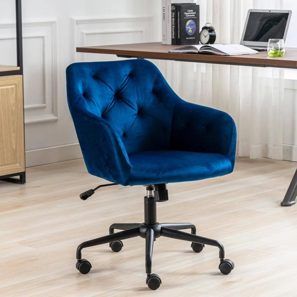 Blue Velvet Office Executive Chairs with Arms by Wateday 2 Blue Velvet Office Executive Chairs with Arms by Wateday - Image 2