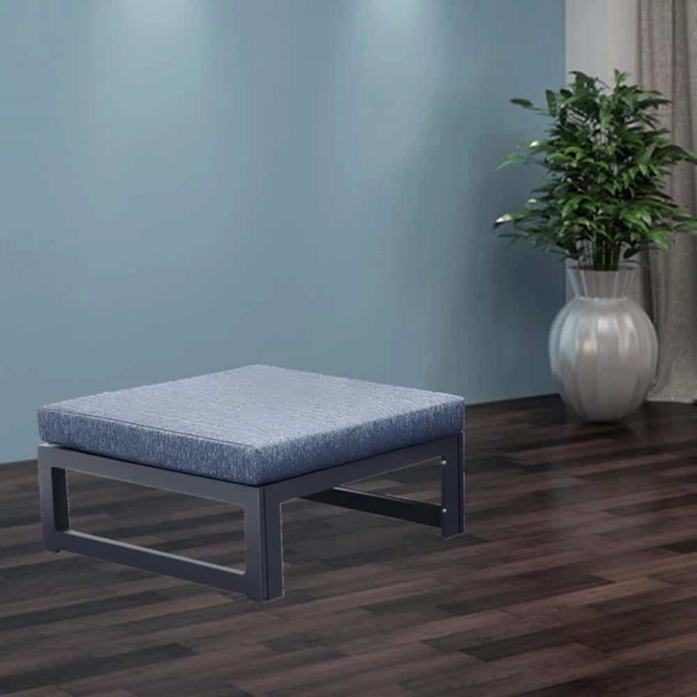 Blue Removable Cushion Ottoman by Wateday 2 Blue Removable Cushion Ottoman by Wateday - Image 2