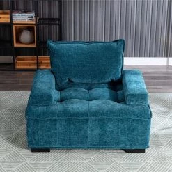 42.13 in. Wide Square Arm Fabric Straight Side Sofa in Blue by Wateday -Wateday Sales Store blue wateday sofas couches yj yuki9596204 31 1000
