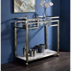 Brass Color Serving Cart with Wheels by Wateday -Wateday Sales Store brass wateday bar carts yj yuki9595837 31 1000