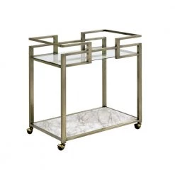 Brass Color Serving Cart with Wheels by Wateday