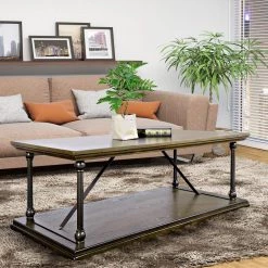 47 .2" Brown-green Rectangle MDF Coffee Table with Storage Area by Wateday -Wateday Sales Store brown green wateday coffee tables yj yuki9595634 31 1000