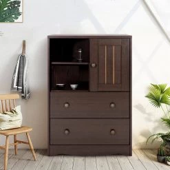 Brown Wood Storage Cabinet with 2 - Drawer by Wateday -Wateday Sales Store brown wateday accent cabinets yj yuki9596734 31 1000