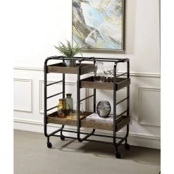 Brown Serving Cart with Wheels by Wateday -Wateday Sales Store brown wateday bar carts yj yuki9595808 31 1000