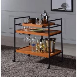 Brown Serving Cart with Wheels by Wateday -Wateday Sales Store brown wateday bar carts yj yuki9595811 31 1000