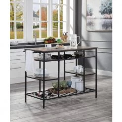 Brown Kitchen Island with Shelves by Wateday -Wateday Sales Store brown wateday bar carts yj yuki9595814 31 1000
