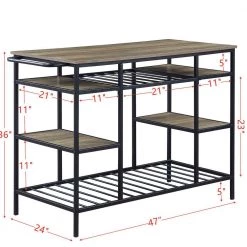 Brown Kitchen Island with Shelves by Wateday -Wateday Sales Store brown wateday bar carts yj yuki9595814 4f 1000