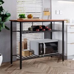 Brown Kitchen Island with Worktop and 2-Shelves by Wateday 13 Brown Kitchen Island with Worktop and 2-Shelves by Wateday -Wateday Sales Store brown wateday bar carts yj yuki9595843 31 1000