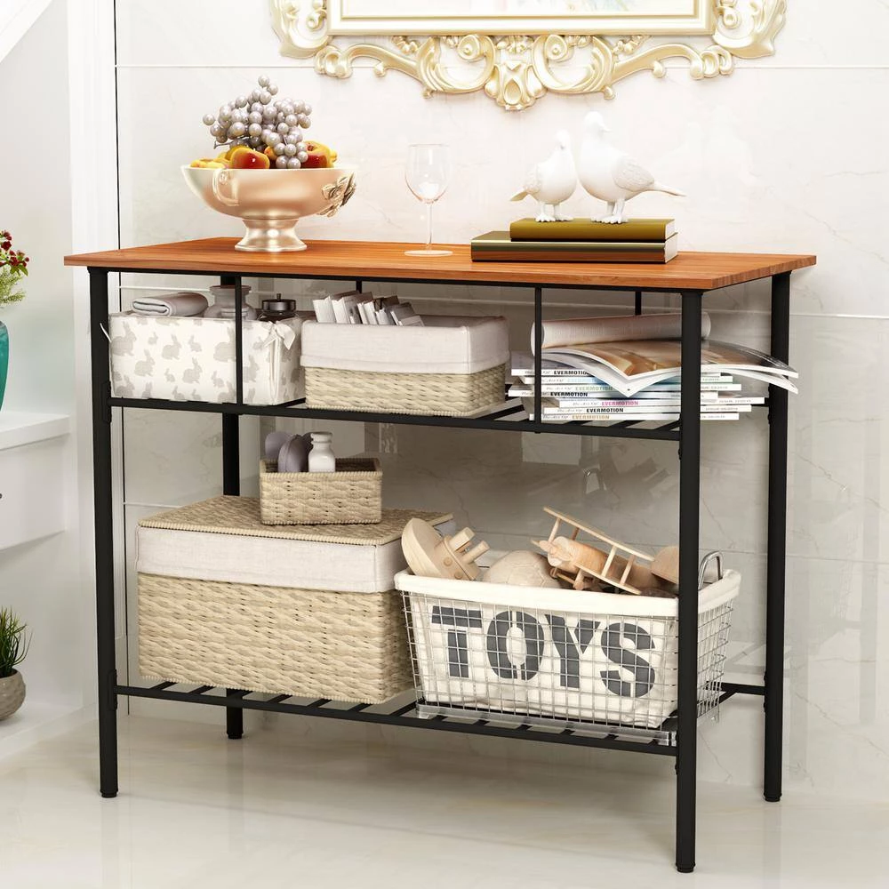 Brown Kitchen Island with Worktop and 2-Shelves by Wateday 3 Brown Kitchen Island with Worktop and 2-Shelves by Wateday - Image 3