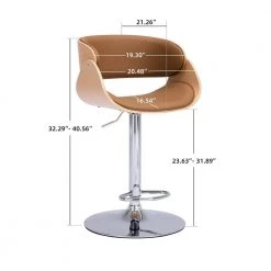 32.29" Brown Leather Back Metal Frame 23.63" Bar Stool with Leather Seat, 1 Piece by Wateday 12 32.29" Brown Leather Back Metal Frame 23.63" Bar Stool with Leather Seat, 1 Piece by Wateday -Wateday Sales Store brown wateday bar stools yj yuki9595183 44 1000