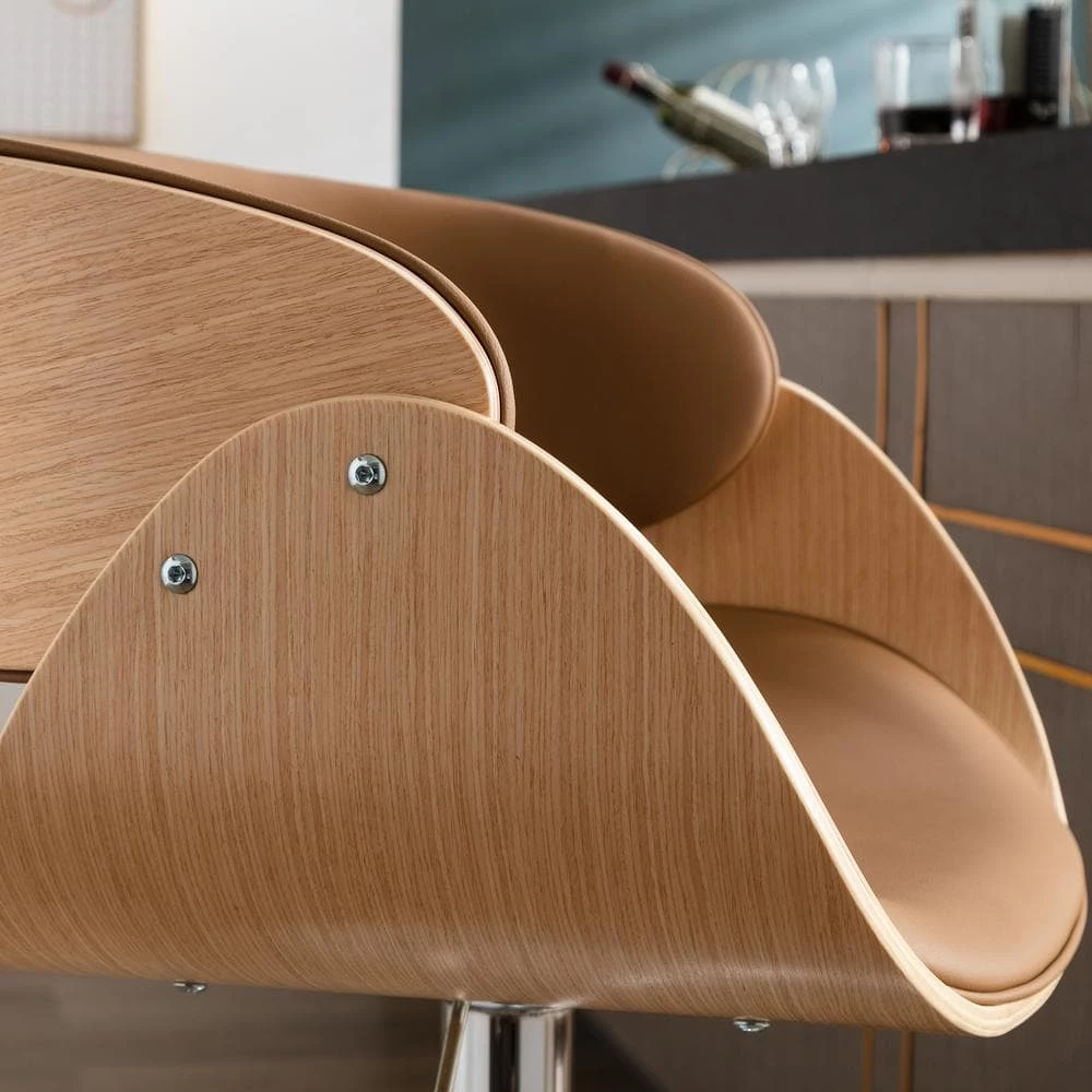 32.29" Brown Leather Back Metal Frame 23.63" Bar Stool with Leather Seat, 1 Piece by Wateday 4 32.29" Brown Leather Back Metal Frame 23.63" Bar Stool with Leather Seat, 1 Piece by Wateday - Image 4