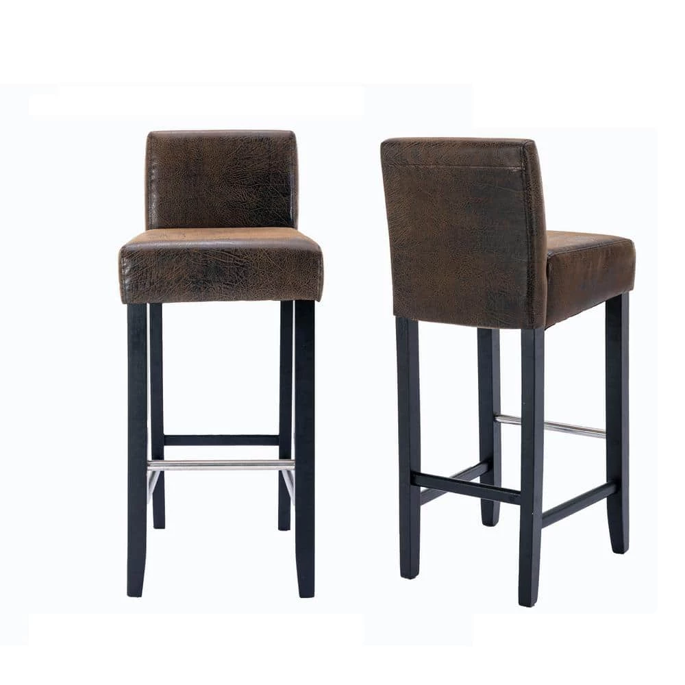36 in. Brown Low Back Wood Frame Stool Height 27.9 in. Bar Stool with Fabric Seat (Set of 2) by Wateday 1 36 in. Brown Low Back Wood Frame Stool Height 27.9 in. Bar Stool with Fabric Seat (Set of 2) by Wateday