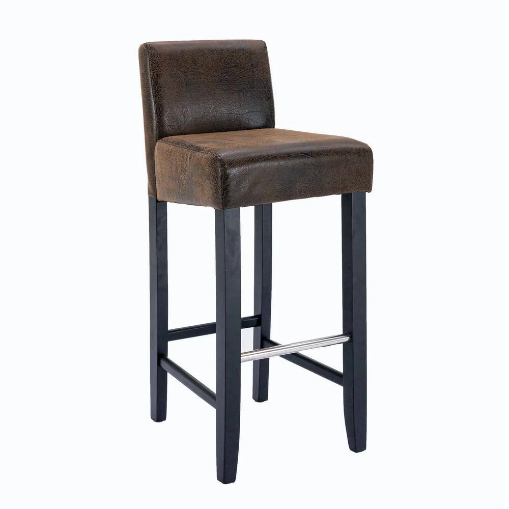 36 in. Brown Low Back Wood Frame Stool Height 27.9 in. Bar Stool with Fabric Seat (Set of 2) by Wateday 2 36 in. Brown Low Back Wood Frame Stool Height 27.9 in. Bar Stool with Fabric Seat (Set of 2) by Wateday - Image 2