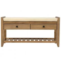 Brown Entryway Storage Bench 19.8 in. H x 14 in. W x 39 in. L by Wateday