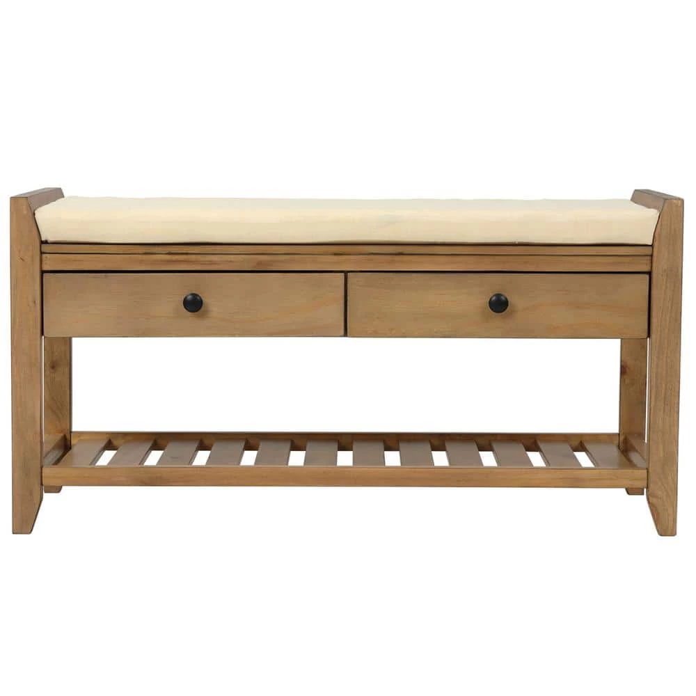 Brown Entryway Storage Bench 19.8 in. H x 14 in. W x 39 in. L by Wateday 1 Brown Entryway Storage Bench 19.8 in. H x 14 in. W x 39 in. L by Wateday